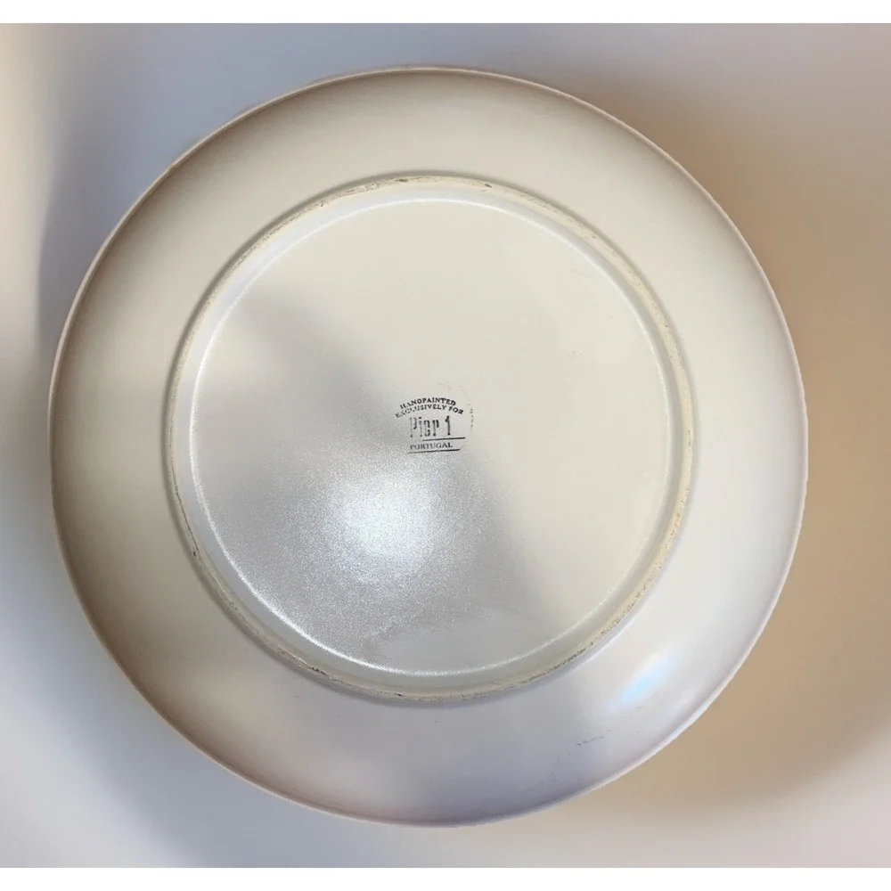 PIER 1  FLOWER SERVING BOWL‎ PAINTED STONEWARE DISCONTINUED FLORAL PATTERN 13